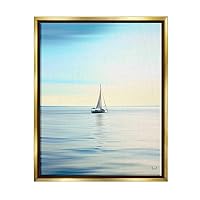 Stupell Industries Blue Sunlit Sailboat Framed Floater Canvas Wall Art by Renel Peters