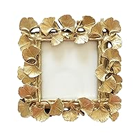 Ginkgo Leaves Photo Frame Polyresin Picture Frame for Photo Lovers (Gold Square)