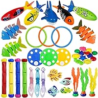 40 Pcs Pool Diving Toys Games, Swimming Pool Toys for Kids Ages 4-8 with Pool Rings Dive Sticks, Summer Underwater Fish Toys Fun Swim Water Toys for Boys Girls Adults