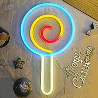Lollipop Neon Signs, LED Candy Lollipops Neon Light for Wall Decor Aesthetic Rainbow Swirl Lolly Light USB/Battery Powered Candy Sign for Bedroom Wedding Birthday Party Bar Man Cave