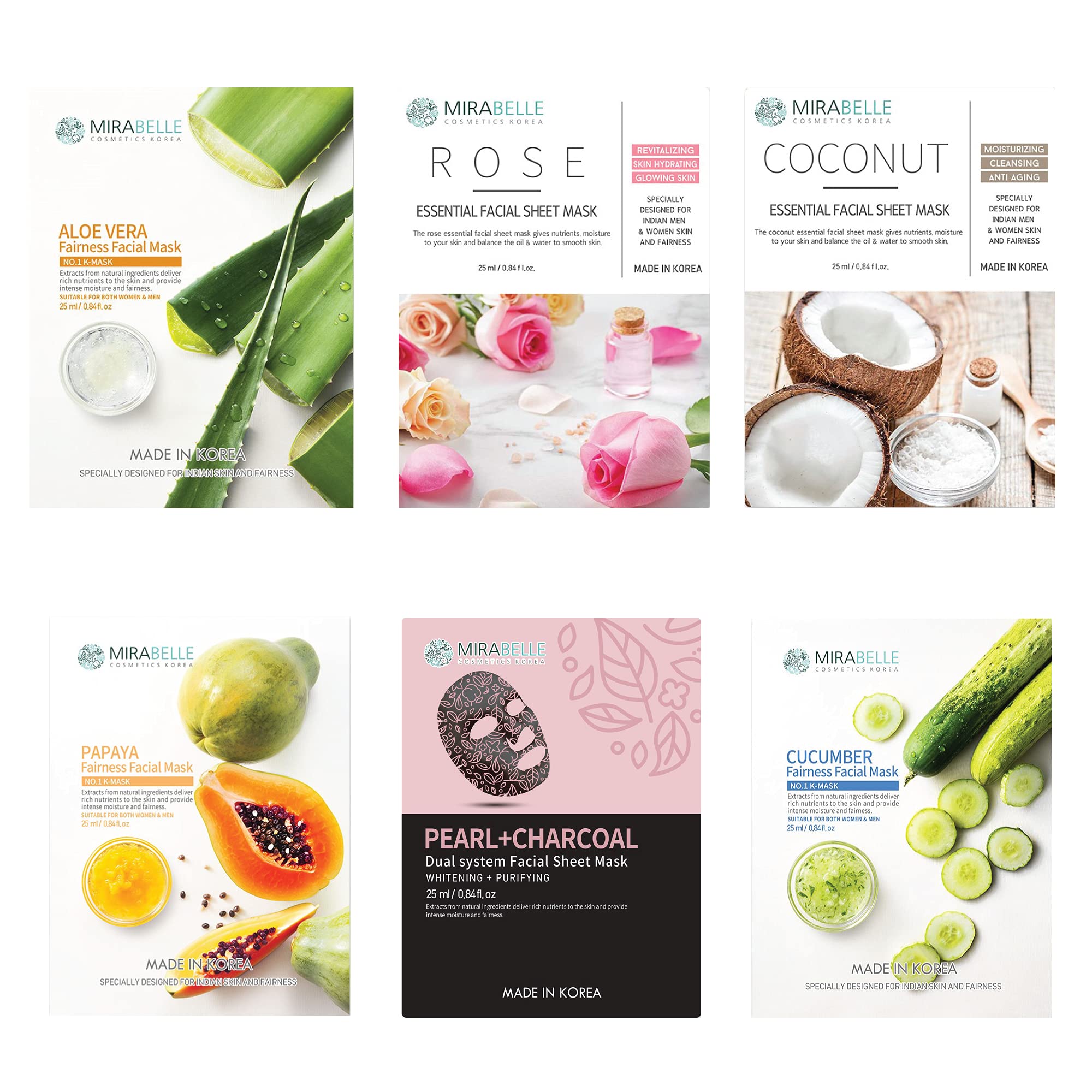 MIRABELLE COSMETICS KOREA Sensitive Skin Facial Sheet Mask (Pack of 6)