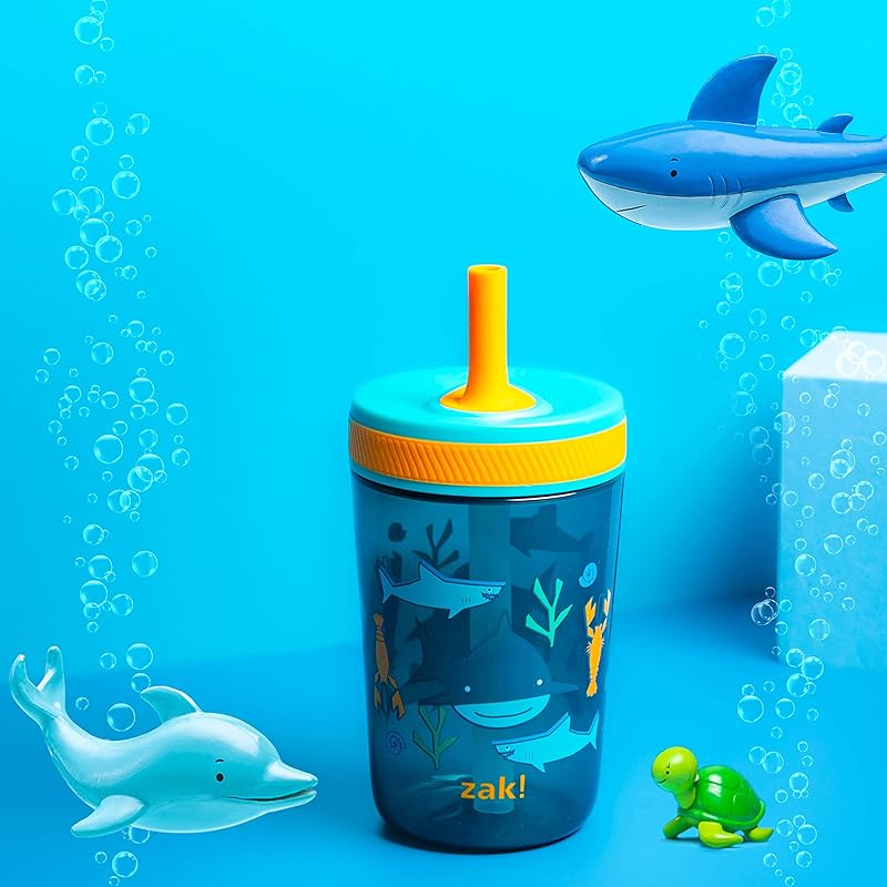 Zak Designs 15oz Blippi Kelso Tumbler Set, BPA-Free Leak-Proof Screw-On Lid with Straw Made of Durable Plastic and Silicone, Perfect Bundle for Kids