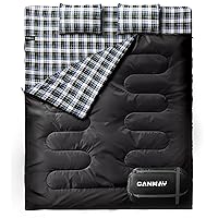 CANWAY Flannel Double Sleeping Bag for Adults with 2 Pillows 2 Person Sleeping Bags Camping XXL Queen Size Two Person Sleeping Bag for Cold Weather