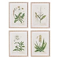 MY SWANKY HOME Vintage Style Soft Botanical Flower Prints Set of 4 Twisted Wood Frame 23 in