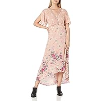 Angie Women's Split Sleeve Deep V Maxi Wrap with Crochet at Neck