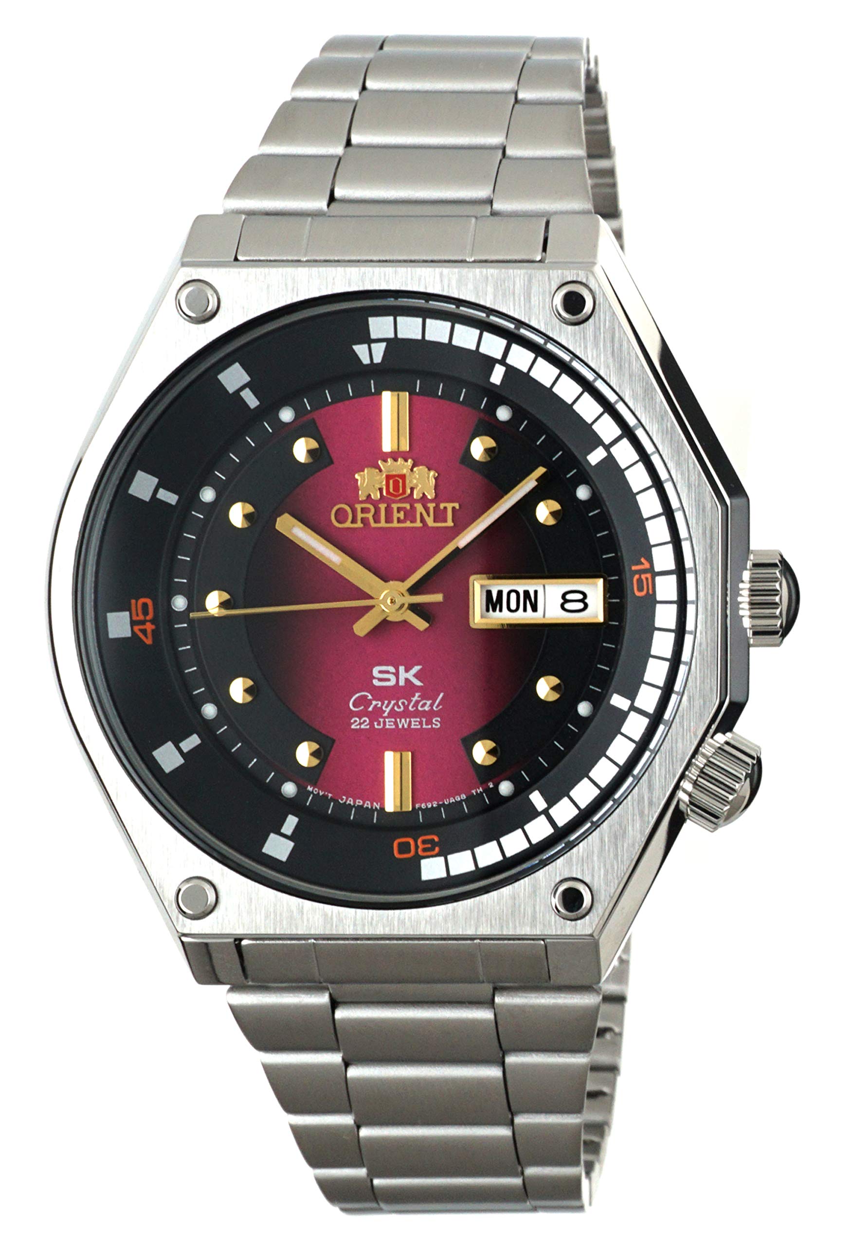ORIENT スポーツ SK レトロ 70年代 自動巻き スチール 腕時計 レッドダイヤル RA-AA0B02R, レッド