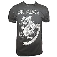 Amplified Vintage Men T-Shirt Gray Charcoal Official The Clash Tattoo Dragon