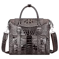 PIJUSHI Crocodile Leather Briefcase for Men Women Leather Business Bag Medium
