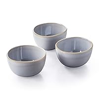 Pearl Grey Glazed Stoneware 4-Inch Bowls, Set of 3