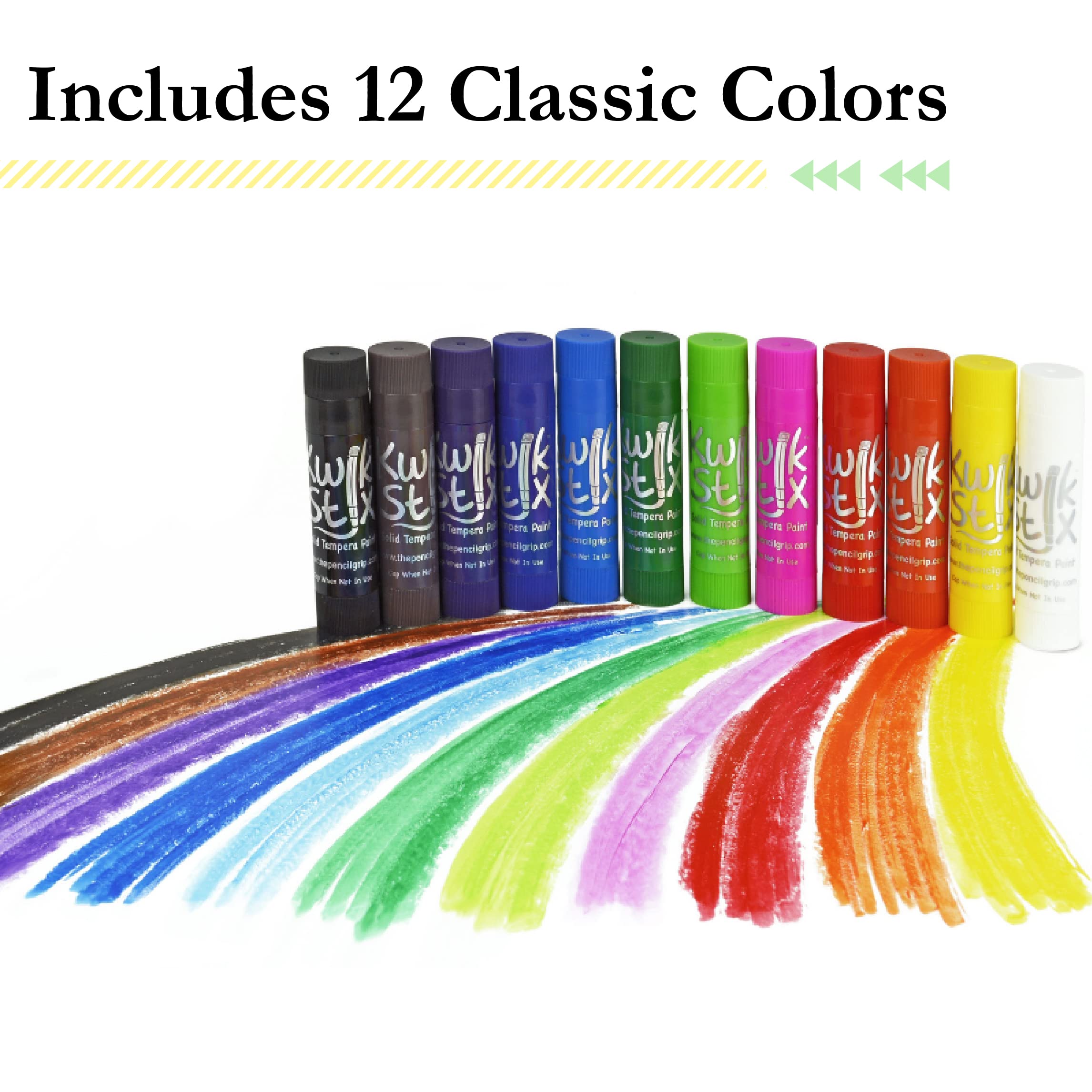 The Pencil Grip Kwik Stix Paint Pens, Solid Tempera Paint Pens, Super Quick Drying TPG-602, 12 Count (Pack of 1)