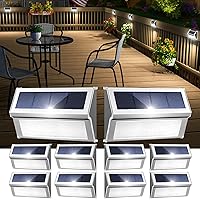 Solar Garden Lights for Outside 9 LED - 10Pack Solar Deck Lights Outdoor Waterproof for Yard Decor, Stainless Steel Solar Landscape Pool Fence Stairs Step Wall Lighting