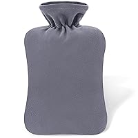 2L Hot Water Bottle, Hot Water Bag for Pain Relief Menstrual Cramps, Hot & Cold Compress, Hand & Feet Warmer with Soft Polar Fleece Cover - Dark Gray