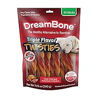 Triple Flavor Twisties, 25 Count, Rawhide-Free Dog Chews Made with Real Beef, Pork & Chicken, 7.05 Ounce (Pack of 1)