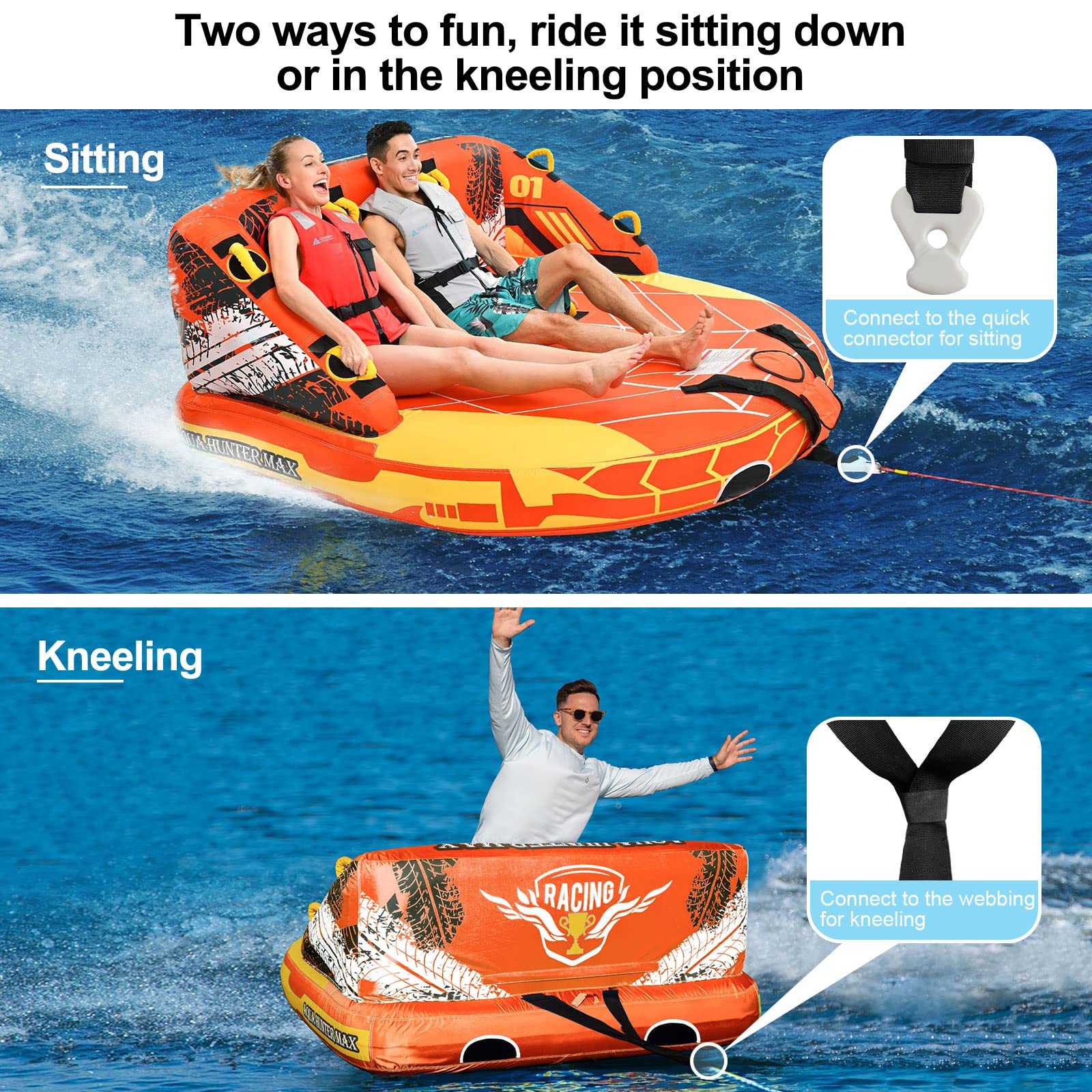 Leader Accessories 3-Person Towable Tube, Front & Back Tow Points