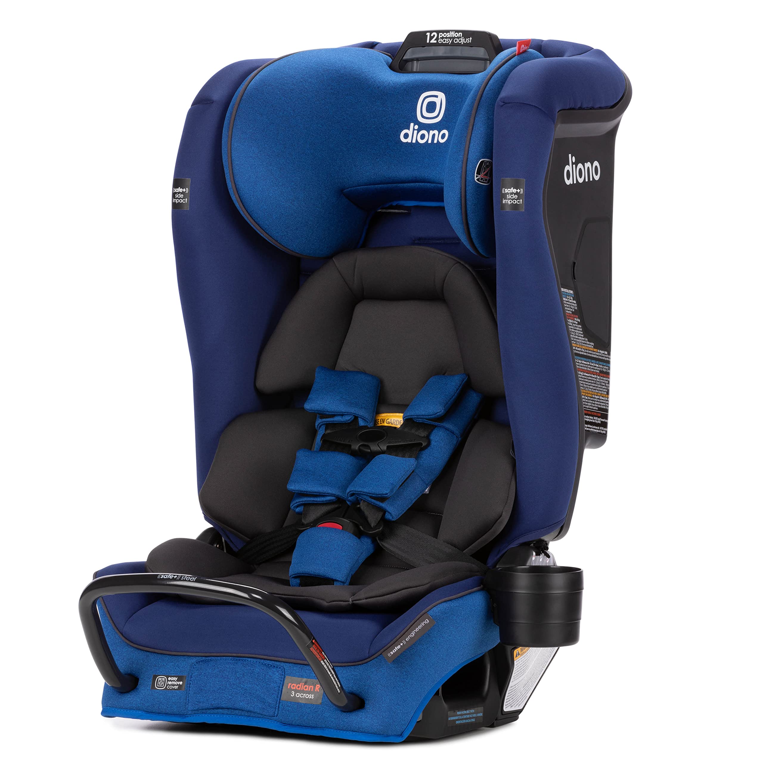 Diono Radian 3RXT SafePlus, 4-in-1 Convertible Car Seat, Rear and Forward Facing, SafePlus Engineering, 3 Stage -Infant Protection, 10 Years 1 Car Seat, Slim Fit 3 Across, Blue Sky