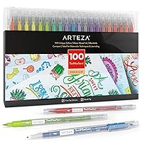 ARTEZA Dual Tip Brush Markers, Set of 100, Art Markers with Fine and Brush Tips, Artist Markers for Adult Coloring, Calligraphy, Sketching, Doodling