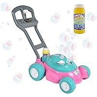 Sunny Days Entertainment Bubble-N-Go Toy Lawn Mower with Refill Solution | Pink Bubble Blowing Toy - Maxx Bubbles