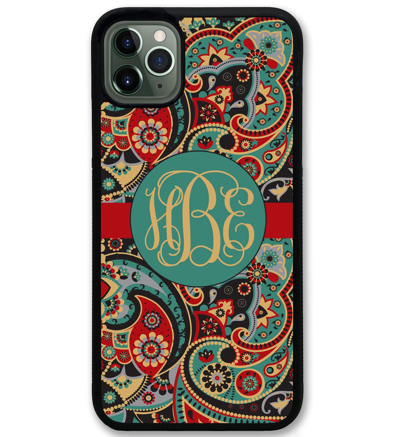 Simply Customized iPhone 11, Phone Case Compatible with iPhone 11 [6.1 inch] Paisley Teal Monogrammed Personalized IP11
