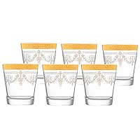 Lorren Home Trends Double Old Fashion Set of 6 Stencil Pattern and Gold Band