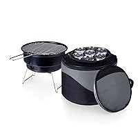 ONIVA - a Picnic Time brand Caliente Portable Charcoal Grill & Cooler Tote, Take Anywhere BBQ Grill with Cooler Bag, Grill for Outdoor Use, (Black with Gray Accents)