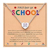 Back to School Gifts, Letter Heart Crystals Necklace for Girls, First Day Of School Gift for Daughter Granddaughter Niece