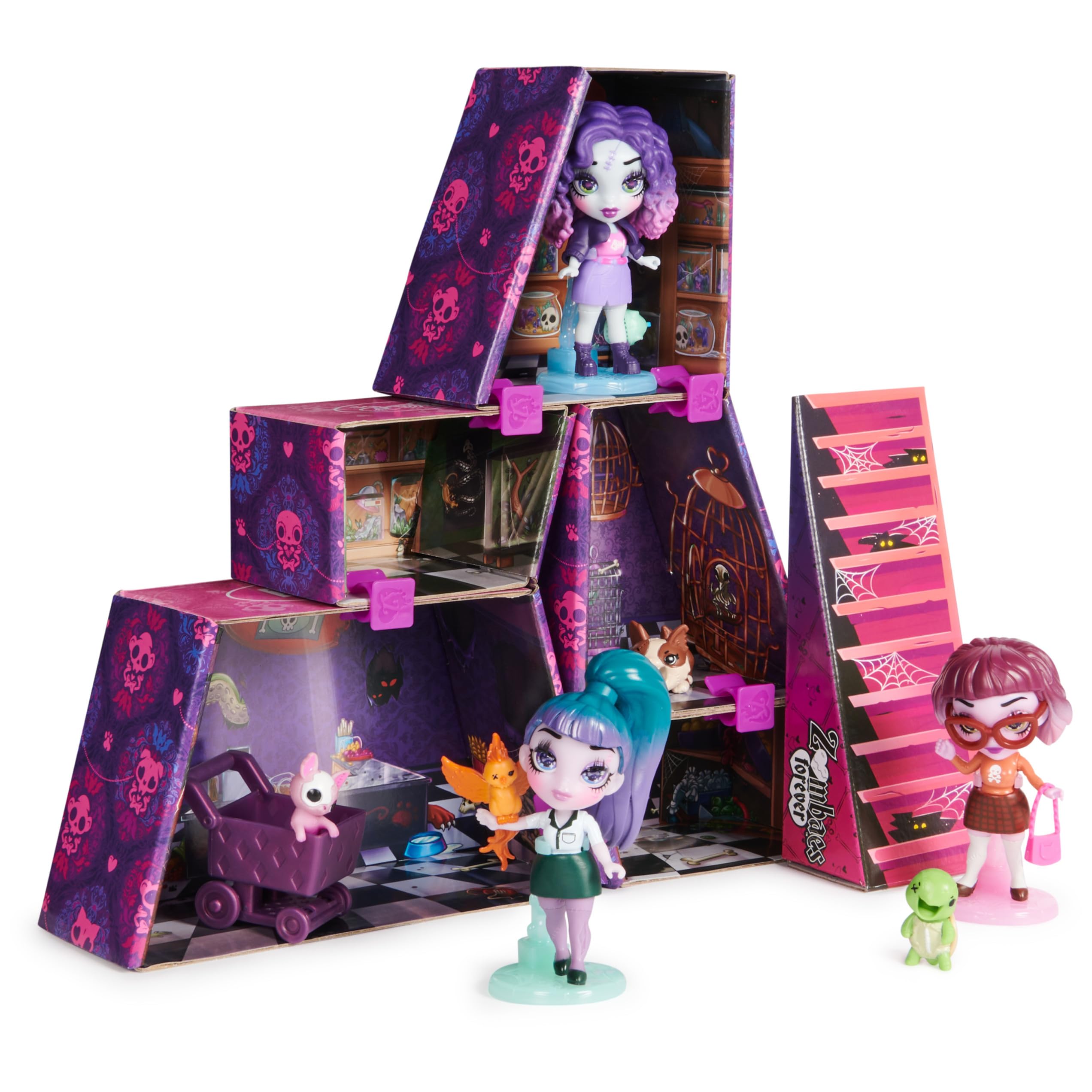 Zombaes Forever, Wild Vibes, Abandoned Pet Shop Customizable Doll House Playset, 3 Exclusive Zombie Dolls & Accessories, 5 Pets, Kids Toys for Girls