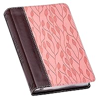 KJV Holy Bible, Compact Faux Leather Red Letter Edition - Ribbon Marker, King James Version, Burgundy/Pink Leaves