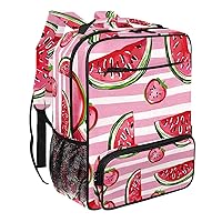 Travel Backpack for Women,Backpack for Men,Watermelon and Strawberry Pink Stripes,Backpack