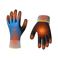 Winter glove, Hi-vis Blue Polyester Shell Outside, with Latex Smooth Coating,Sandy Latex Coating on Palm and Thumb,3 Pairs, Medium