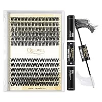 QUEWEL 144pcs Lash Clusters MIX12-18mm 2 Styles DIY Lash Extensions Clusters + QUEWEL Lash Bond and Seal Strong Hold & Latex Free, Eye Lash Glue Mascara for Personal Makeup Use at Home