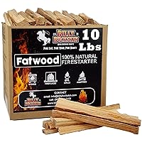 Billy Buckskin 10 lbs. Fatwood Fire Starter Sticks Camping Essentials | Great Fire Logs and Fire Starters for Campfires, Wood Stoves, Fireplaces, Bonfires | Start a Fire with 2 Sticks | 10 lb Box