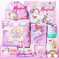 Unicorn Gifts for Girls, Unicorn Toys for 3 4 5 6 7 8 9 10 11 12 Years Old, Preschool Kindergarten Graduation Gift, Girls Birthday Gift Box with Blanket Diary Headband Eye Mask Cup Jewelry for Teens