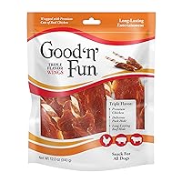 Good 'N' Fun Triple Flavor Wings, Made With Real Meat, Treats for Dogs, 12 oz