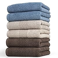 Cleanbear Ultra Soft Hand Towels 100% Cotton Face Towels - Highly Absorbent Bathroom Towels with Assorted Colors (3 Colors 6 Pack) - 13 by 28 Inches