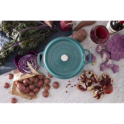 Staub Cast Iron 4-qt Round Cocotte - Turquoise, Made in France