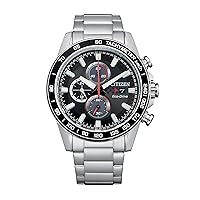 Citizen Men's Sport Casual Brycen Eco-Drive Chronograph Stainless Steel Watch, 12/24 Hour Time, Date, Tachymeter, 100 Meters Water Resistant, Spherical Mineral Crystal, Weekender