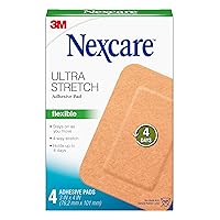 Nexcare Ultra Stretch Adhesive Pads, 3 x 4 in, 4 Count