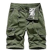 Cargo Shorts Mens, Summer Casual Outdoor Hiking Shorts Relaxed Fit Elastic Waist Buckle Short with Multi Pockets