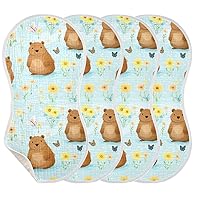 Cute Capybaras Animal Burp Cloths for Baby Boys Girls 4 Pack Burping Cloth, Burp Clothes, Newborn Towel, Milk Spit Up Rags,Burpy Cloth 202a7255