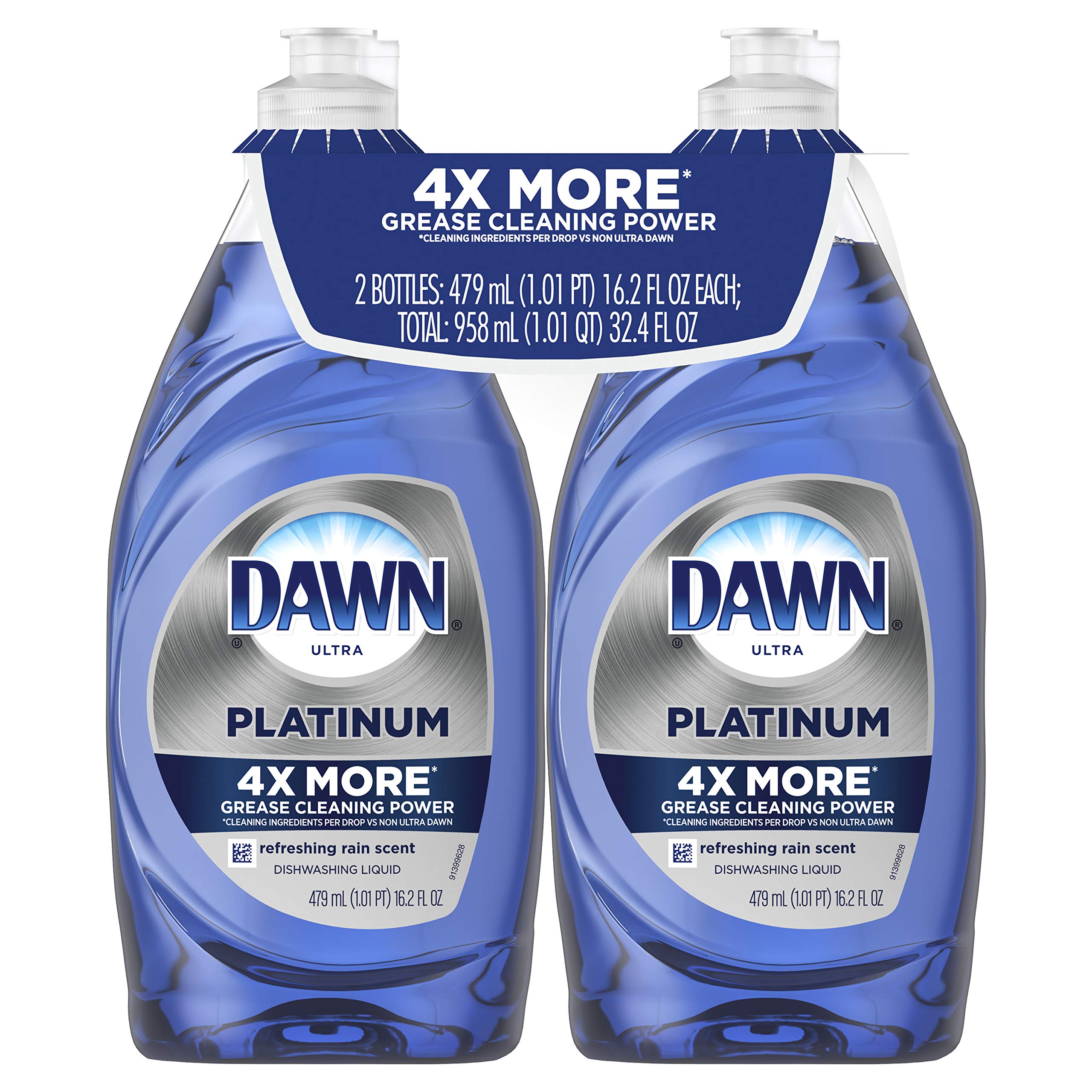 Dawn Platinum Dishwashing Liquid Dish Soap, Refreshing Rain, 16.2 Fl Oz (Pack of 2)