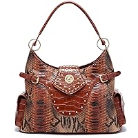 Makcr Joacbv Hobo bags for Women - Snake Printed Large Top Handle Handbags Designer Ladies Tote Purse with Pockets Zipper
