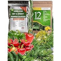 Most Popular Sweet, Hot Pepper and Culinary Medicinal Herb Seeds for Gardening Outdoor, Indoor and Hydroponics - Total 22 Individual Bags with Heirloom, Non GMO and USA Grown Seeds