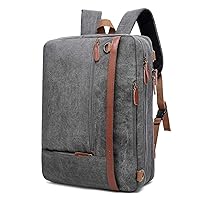 Convertible Backpack Shoulder Bag Messenger Bag Laptop Case Business Briefcase Leisure Handbag Multi-Functional Travel Rucksack Fits 17.3 Inch Laptop for Men/Women (Canvas Dark Grey)