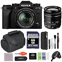 Fujifilm X-T5 Mirrorless Camera with 18-55mm Lens (Black) with 64GB Memory Card, Gadget Bag, & More (8 Items) | Fuji xt5