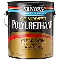 Minwax Water Based Oil-Modified Polyurethane, Warm Satin, Clear, 1 Gallon