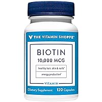 The Vitamin Shoppe Biotin 1,000MCG, Nutrient Metabolism Support for Healthy Vibrant Hair, Healthy Skin & Strong Nails, Energy Production (120 Capsules)