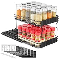 SpaceAid Pull Out Spice Rack Organizer for Cabinet, Heavy Duty Slide Out Seasoning Kitchen Organizer, Cabinet Organizer, with Labels, 8.5