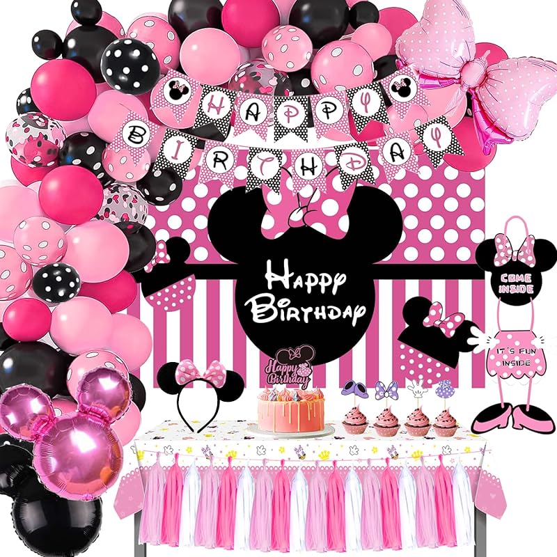 140pcs Minnie Mouse Balloon Arch Garland Kit Pink Rose Red Latex Balloons  Girls Birthday Party Decorations Wedding Baptism Decor - AliExpress