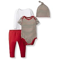 Moon and Back Hanna Andersson Baby Girls' Organic Cotton Bodysuit, Pant and Cap Gift Set