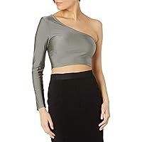 French Connection Women's FCUK One Shoulder Crop Top, Reflective, L